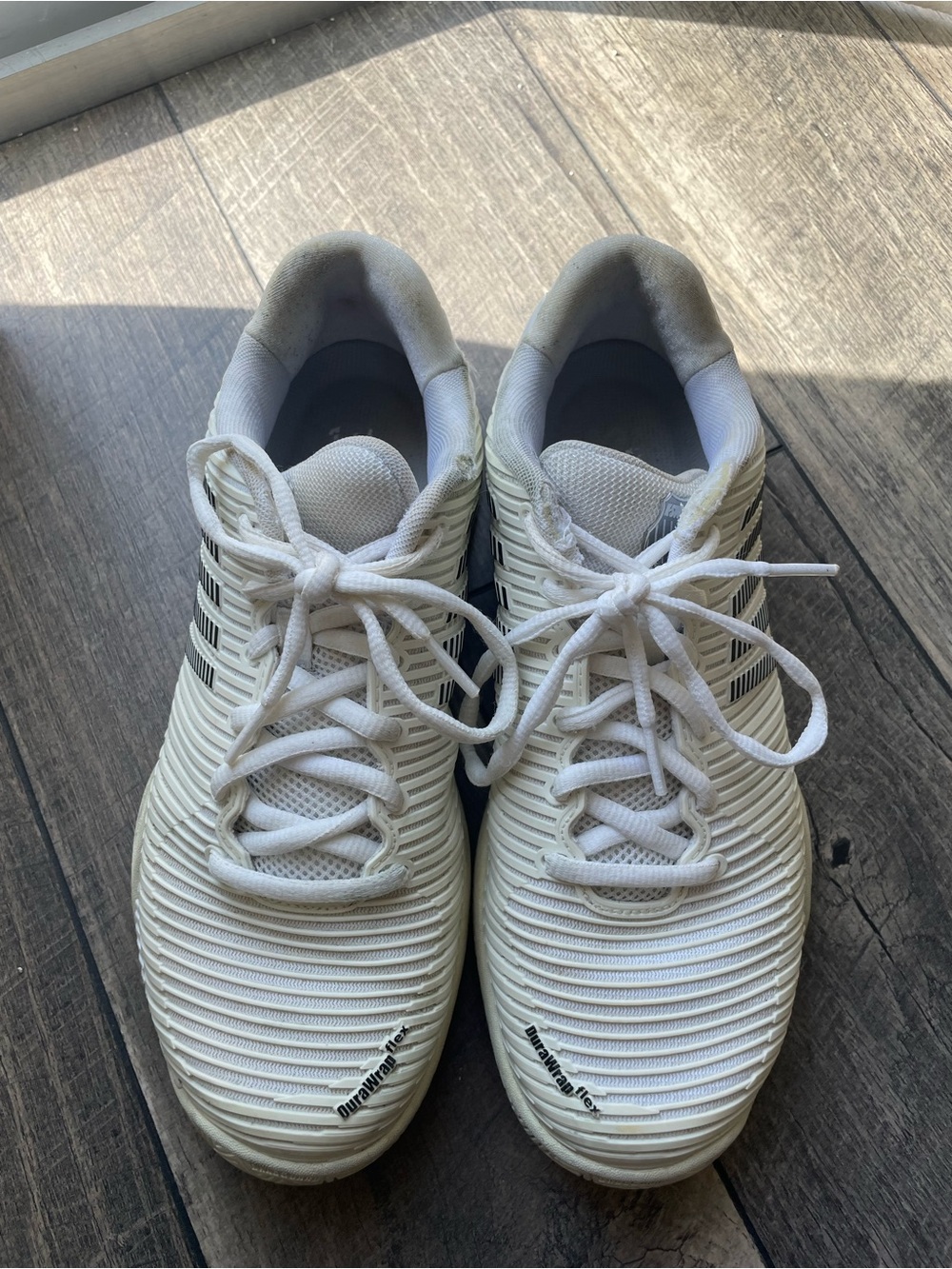 K-Swiss White Athletic Tennis Sneakers with Black Accent Stripes